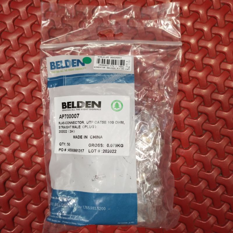 CONNECTOR RJ-45 BELDEN CAT 5E ISI 50 PCS ORIGINAL