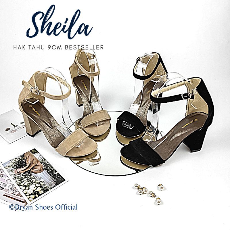 Bryan Sheila Heels Tahu 9cm Nyaman Suede Beludru Jumbo Bigsize Oversize 36-40 41 42 43 Unik