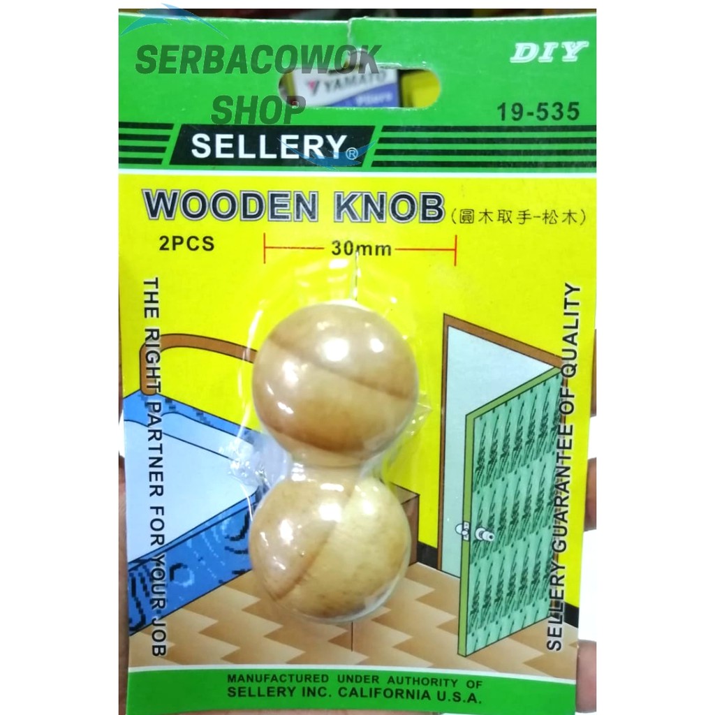 Knob Pegangan Kayu Lemari Wooden Knob Sellery Model Bulat Termurah