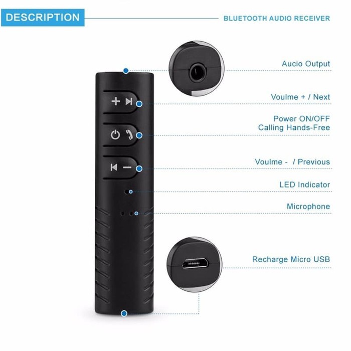 Bluetooth V4.1 Wireless Audio Receiver Handsfree AUX 3.5mm with Camera Function