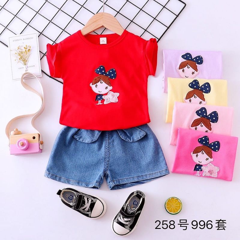 Setelan celana pendek anak cewek import 0-4 tahun / Setelan hotpant anak perempuan  import 0-4 tahun / Baju anak import / Pakaian anak import  uisa 0-4Tahun