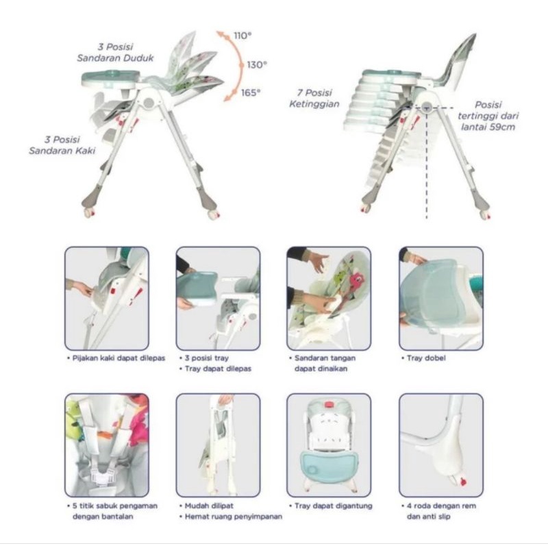 Baby Safe Deluxe High Chair HC006 - Kursi Makan Bayi &amp; Anak