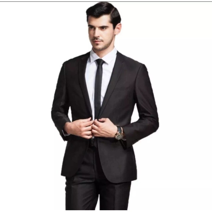 SETELAN JAS RESMI NIKAH PRIA FORMAL SLIMFIT SINGLEBLACK 4IN1 KANCING 1 + BONUS DASI