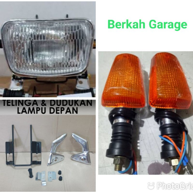 Paket Kumplit Lampu Depan Rx-King New Breket Dudukan Lampu Depan Plus Sen Non Original 2 Pics