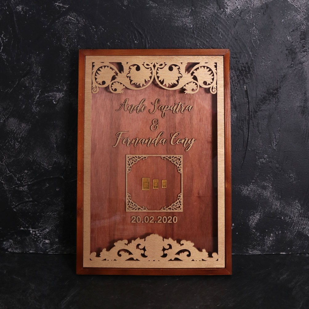 Frame Mahar Etnik Nusantara | 30 x 45 cm | Bingkai Pigura Mahar Rustic