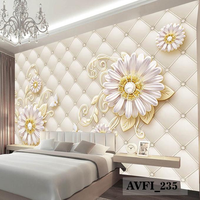 HARGA DISKON Wallpaper Custom Bunga 3D Mewah-Wallpaper Custom Murah Terbaru