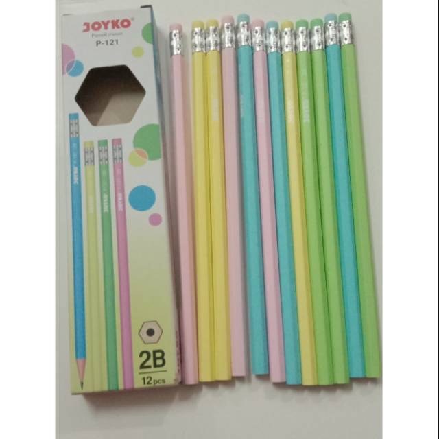

Pensil serut / Pensil kayu 2B joyko+penghapus warna pastel P121