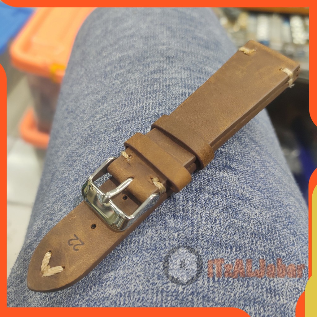 Tali jam tangan Kulit asli Leather strap 20mm 22mm Zorro Coklat