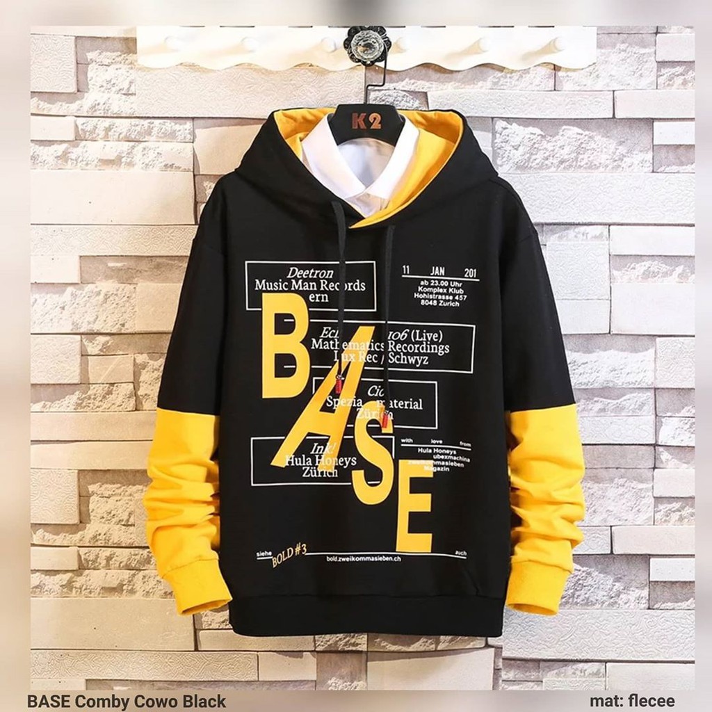 BASE COMBY  Sweater  Murah Pria Wanita HITAM PUTIH