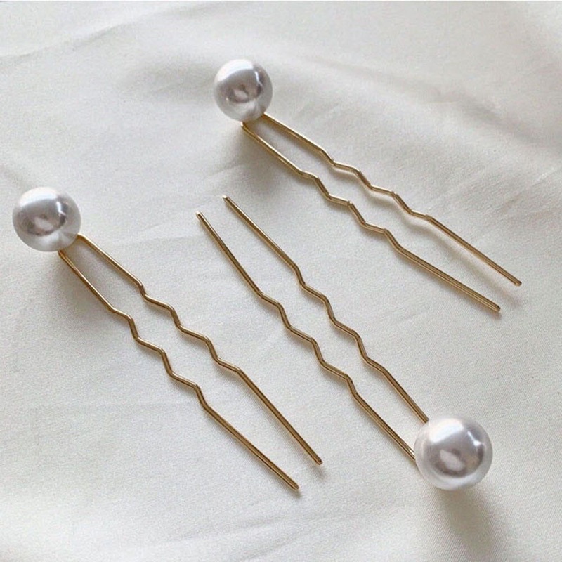 Ark.co - Pompadour pearl hair pin tusuk rambut konde mutiara