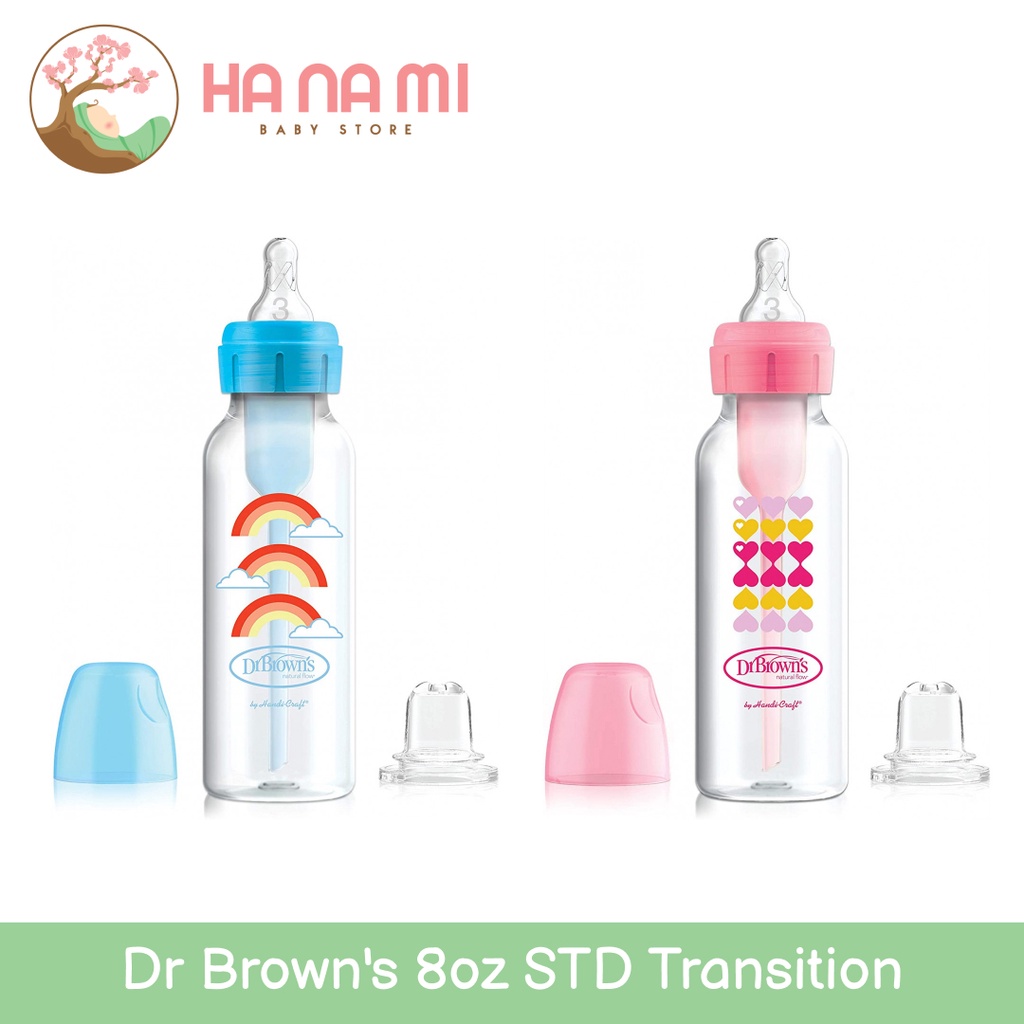 Dr Brown's 8 oz 250 ml PP Narrow Neck Options+ Transition Bottle w/ Sippy Spout Botol susu