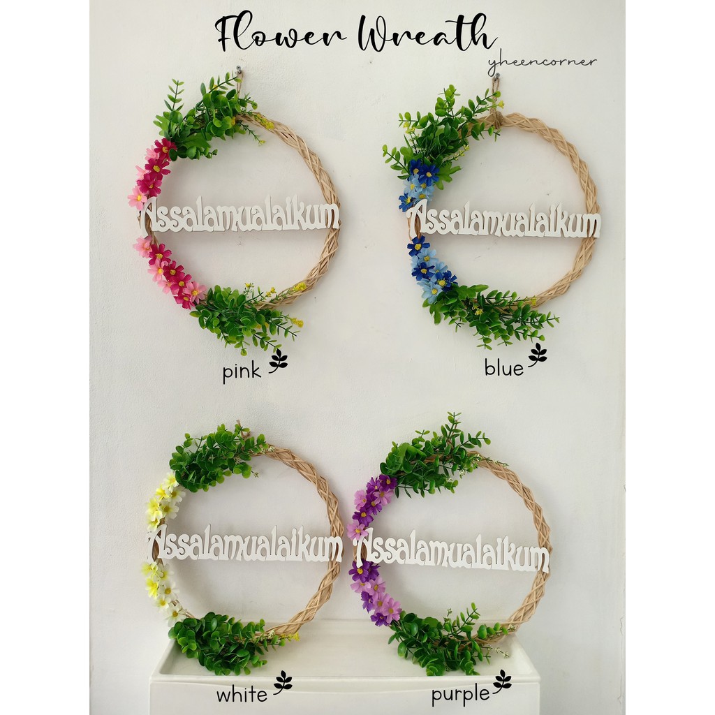 FLOWER WREATH Assalamualaikum Hiasan Dinding Hiasan Pintu