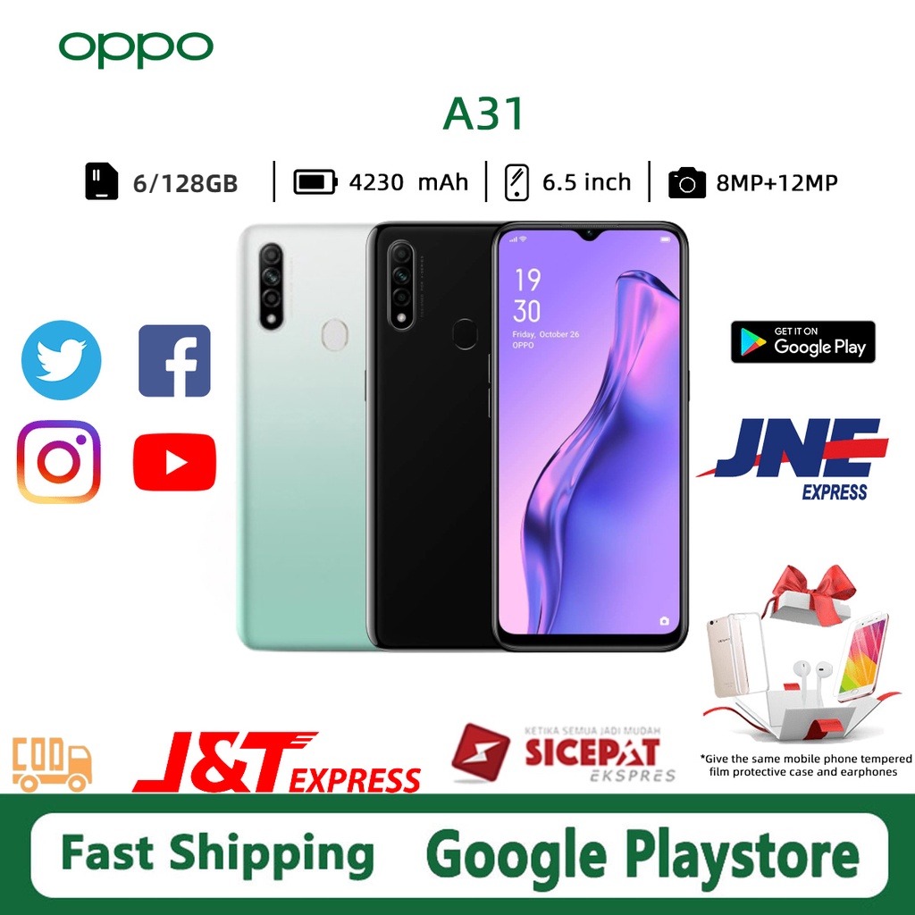 HP OPPO A31 RAM 6/128GB 6.5inches 8MP+12MP kamera LTE Smartphone Garansi 1 Tahun