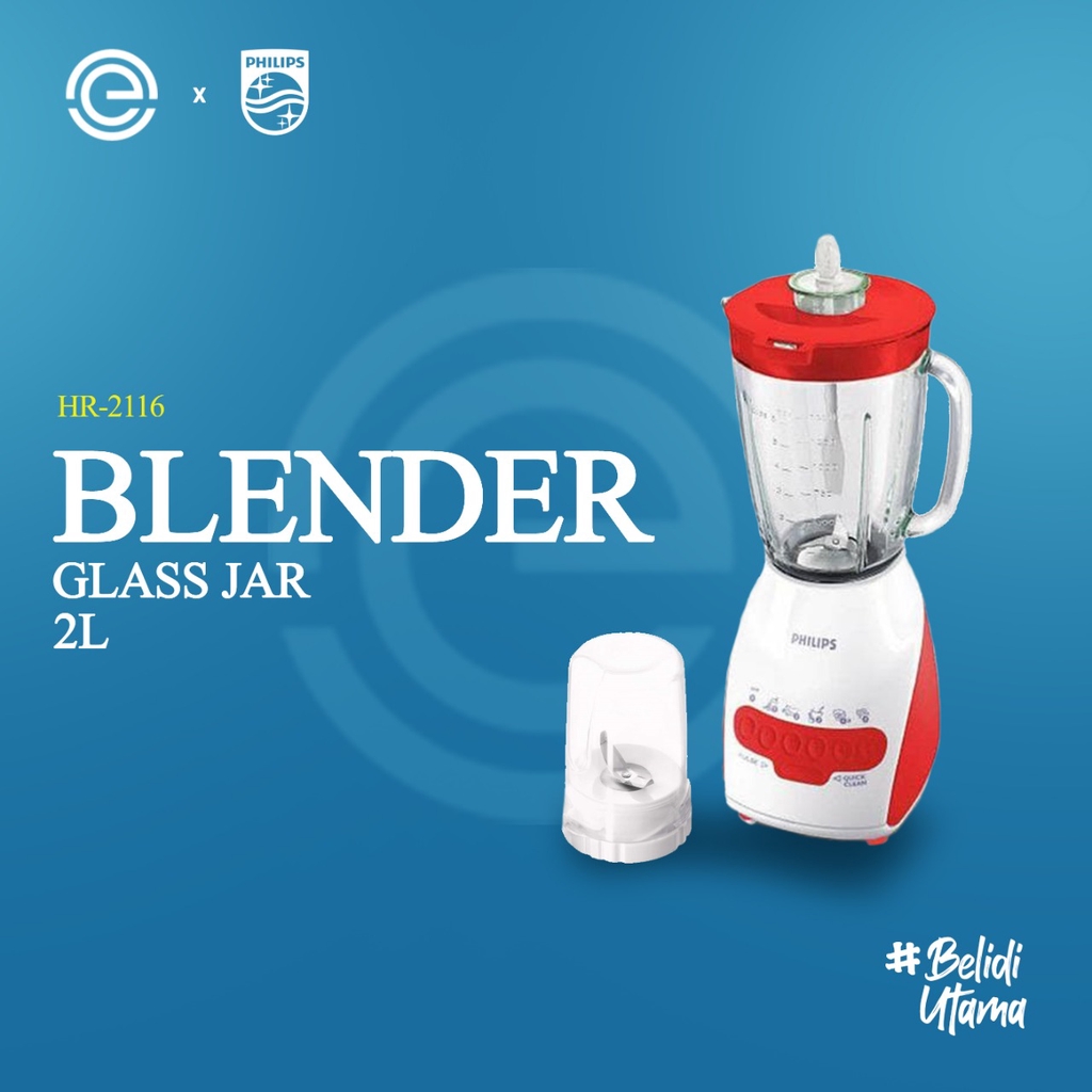 PHILIPS Blender Kaca 2 Liter HR2116 - Merah