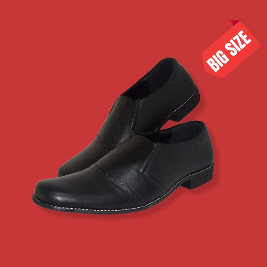 Sepatu Formal Pria big size 44-45-46-47-48 Oxford Slip On kulit hitam pantofel ukuran jumbo besar