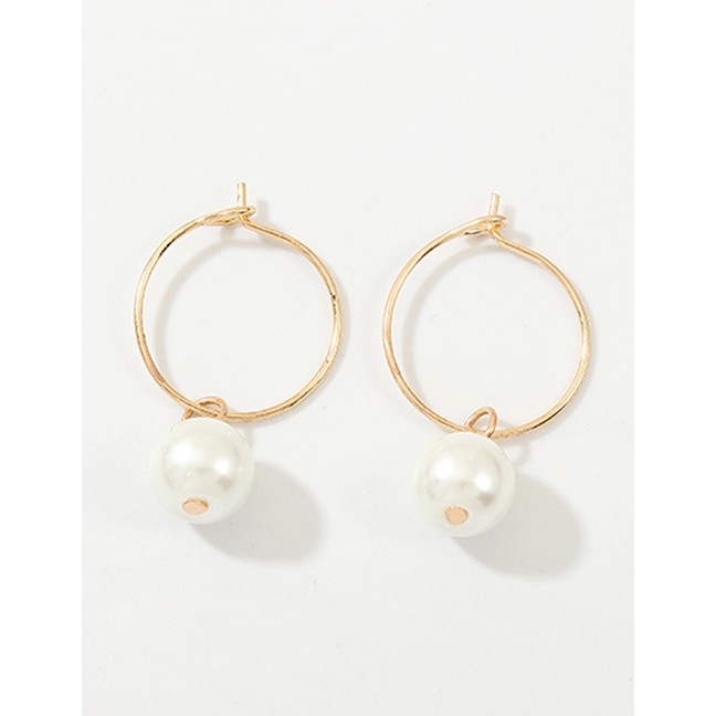 LRC Anting Tusuk Fashion Artificial pearl Cross Portrait Seashell Love Geometric Earrings D46861