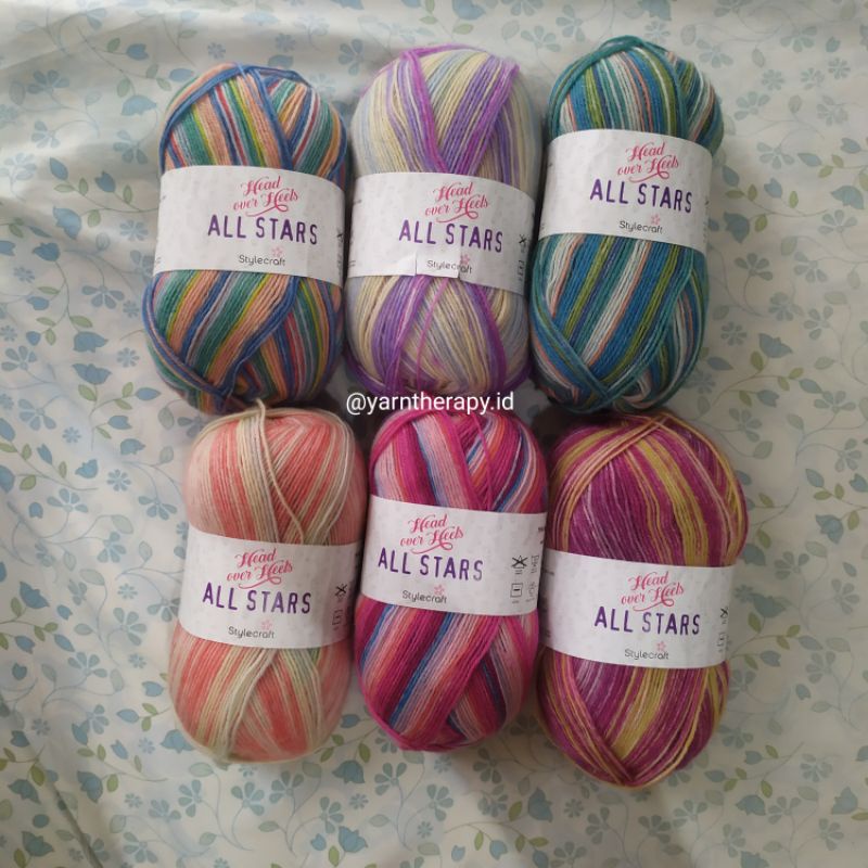 STYLECRAFT HEAD OVER HEELS ALLSTARS - Benang rajut impor wool (untuk kaos kaki, shawl, dll)
