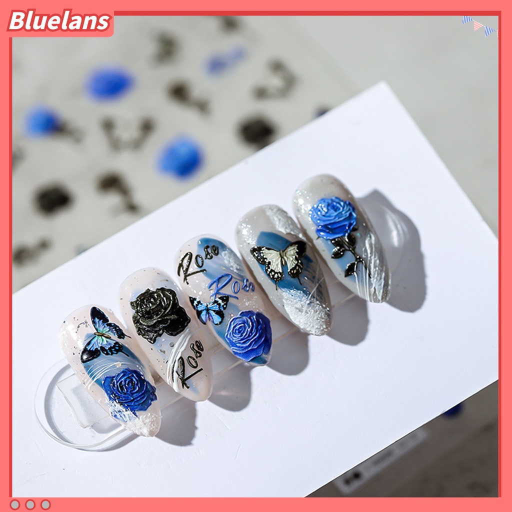 (In Stock) Kacamata Hitam Lensa Warna Warni ♡Stiker Kuku 3D Motif Bunga Butterfly Untuk Dekorasi Nail Art