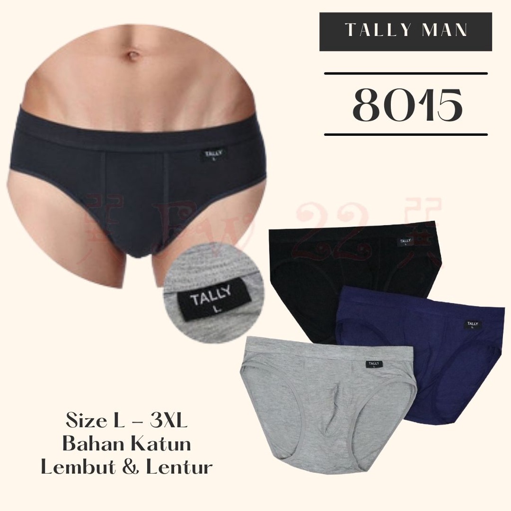 Tally 8015 Celana Dalam Pria Dewasa Berbahan Katun Lembut dan Lentur dengan Ukuran L - XXXL