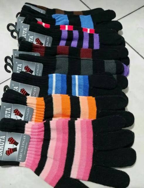 Sarung Tangan Rajut Pria Wanita Model Belang/Sarung Tangan Rajut/Sarung Tangan Motor