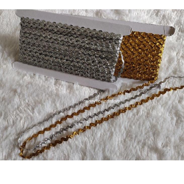 High Quality RENDA ZIG-ZAG BIKU GOLD SILVER LEBAR 5 MM ISI 25 YARD