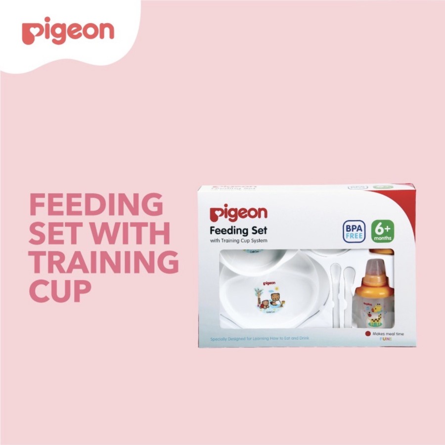 PIGEON Feeding Set with Training Cup | Perlengkapan Makan Minum Bayi