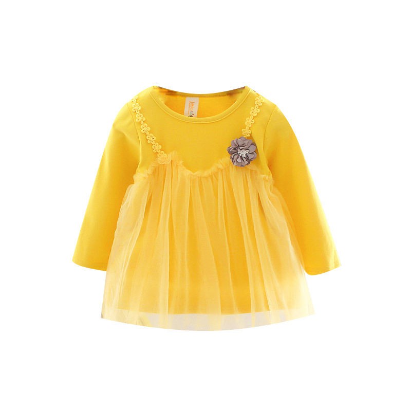 Dress anak perempuan gaun bayi cewek tutu lengan panjang+rok kasa polos import 7bln - 2thn-8