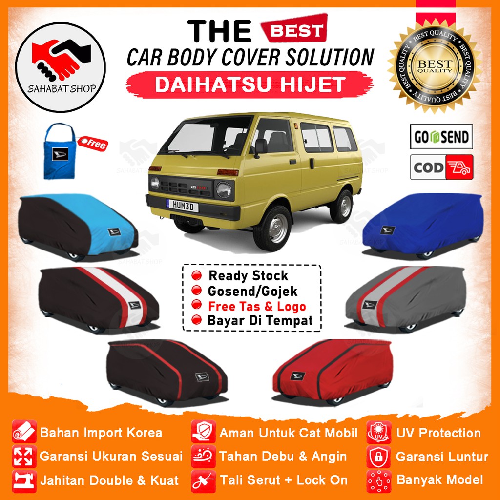 Sahabat Body Cover Mobil Hijet / Sarung Penutup Daihatsu Hijet Outdoor / Selimut Tutup Pelindung Mantel Mantol Jas Kerudung Kelambu Pembungkus Terpal Bungkus Tutupan Kerodong Mobil Hijet Waterproof Anti Air Model Orange