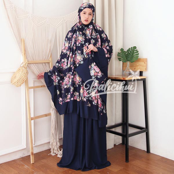 Balicihui Mukena Nadia Navy 2 Mukena Bali Jumbo Mukena Bali Dewasa by Balicihui