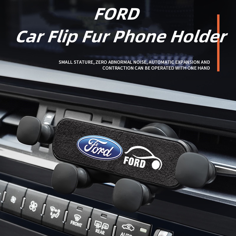 Holder Handphone / Navigasi Mobil Model Flip Bahan Bulu Italia Untuk Focus Fiesta MK3.5 Kuga MK4