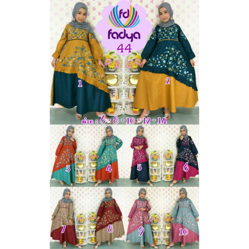 Gamis fadya/gamis anak katun bordir/gamis anak muslim fadya 44