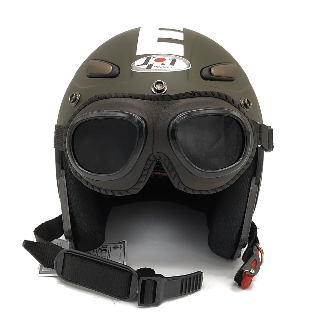 Helm JPN MOMO Retro Army Doff + Goggle One (Bogo / Vespa / Classic / Klasik)