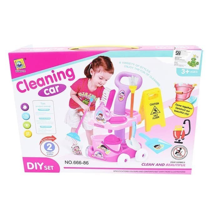 Mainan Edukasi Anak Cleaning Car Trolley Set Kebersihan M166