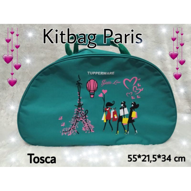 PROMO..... TAS KITBAG PARIS / Tas Piknik Besar / Kitbag Paris Tupperware ( Zipper Bunga Es )