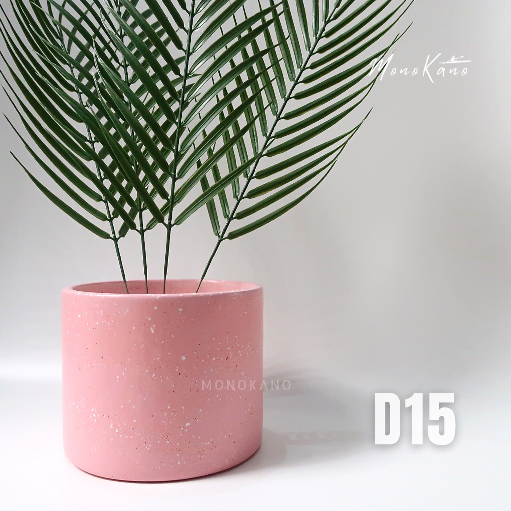 Pot Tanaman Besar Terrazzo D15  Waterproof Light Pink/Pot Estetis/Pot Semen Anti Air/Pot Beton/Aesth