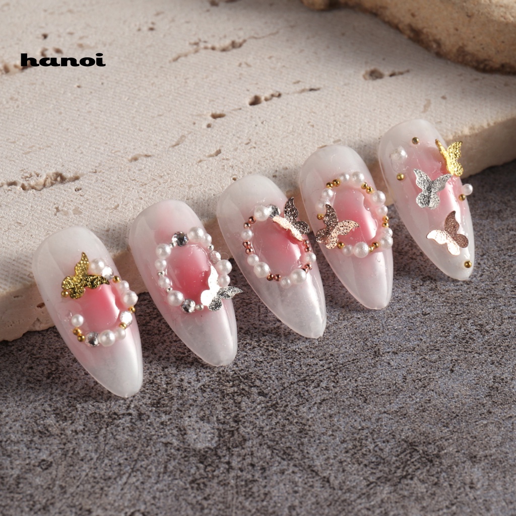 Han_ 1 Kotak Hiasan Kuku Bentuk Kupu-Kupu Untuk Nail Art