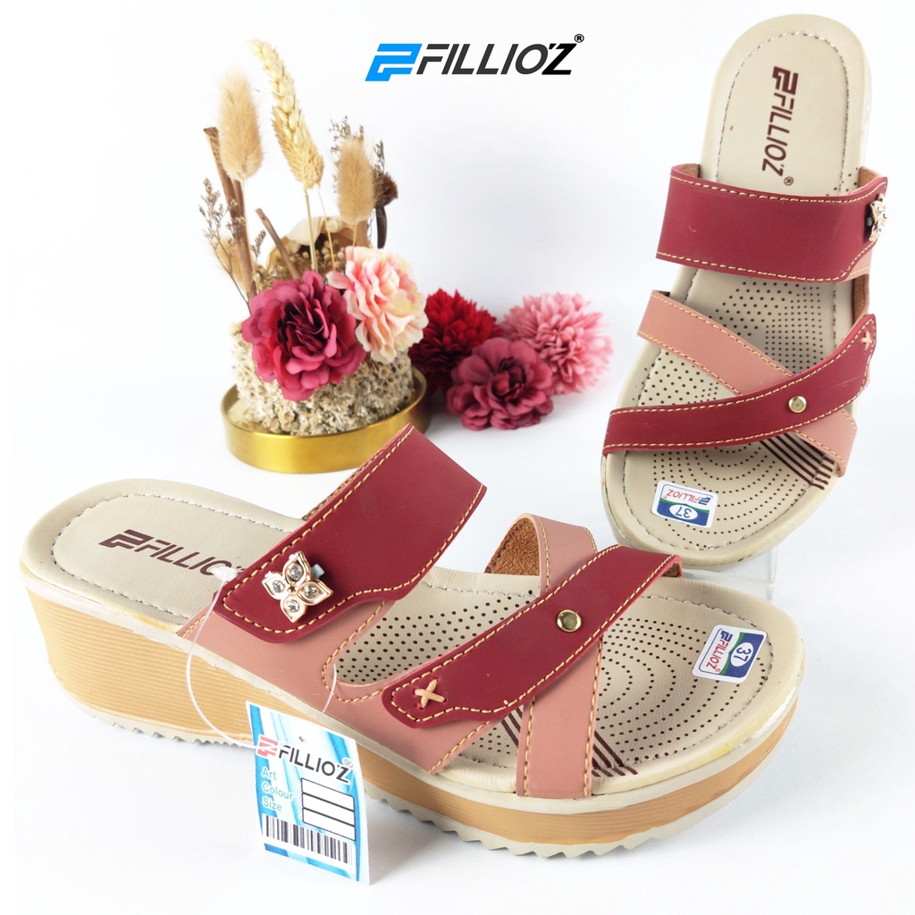 Sendal Wanita Wedges Sandal Wanita Terbaru Silang Fillioz Original FLW41