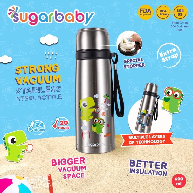 Sugar Baby Strong Vacuum Stainless Bottle 500ml 600ml / Snuggle Fancy Vacuum + Case  500ml - Termos Air Panas Dingin