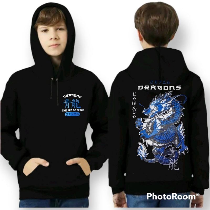 SWEATER Hoodie anak-anak laki-laki/dragon naga biru/ 4-12 tahun