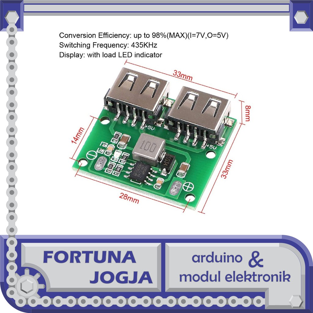 Modul Stepdown DC-DC 6-26V Dual USB Output 5V 3A