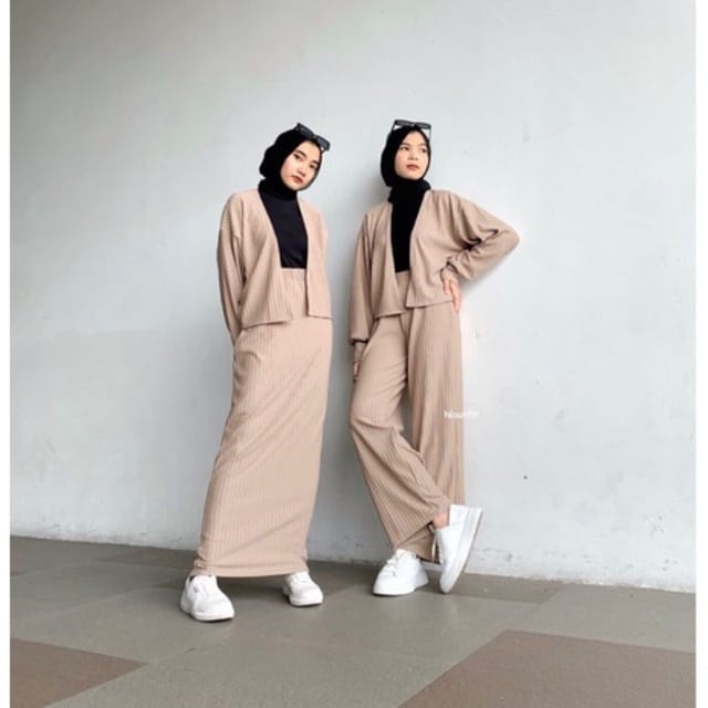 BEFAST - ZEC OOTD Wanita Setelan EVI / Nonio Knit one Set RIB PREMIUM XL ( ROK + BAJU ) / Setelan wanita Muslimah / Set Atasan Lengan Panjang+Celana Panjang / Rok Panjang / Setelan Polos / Set Remaja Wanita Terbaru 2022 / OOTD Kekinian Remaja