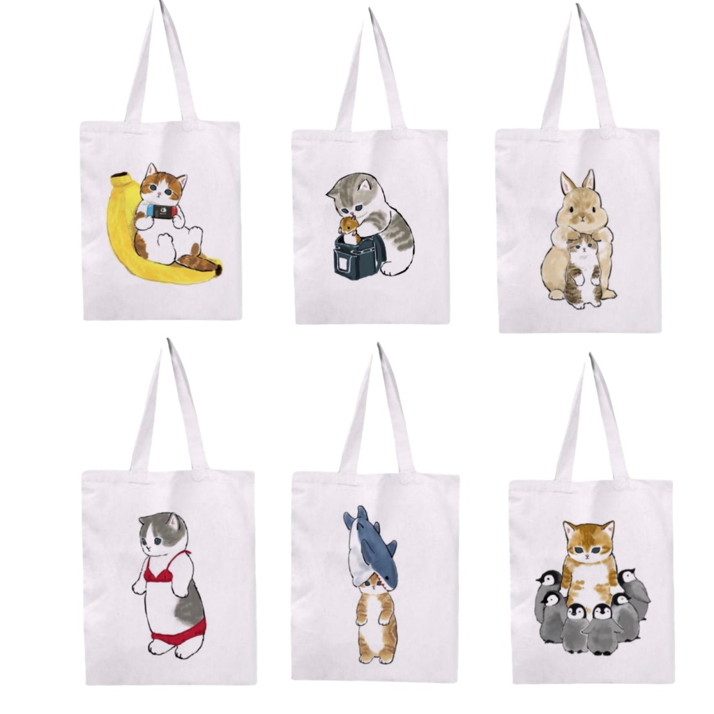 Tote bag kucing cute cat canvas resleting