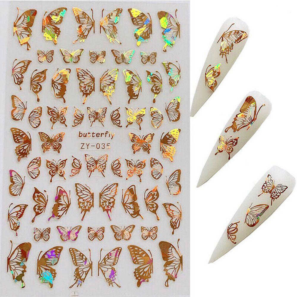 Solighter Stiker Kuku Warna-Warni Panas Emas Perak DIY Nail Art Hologram