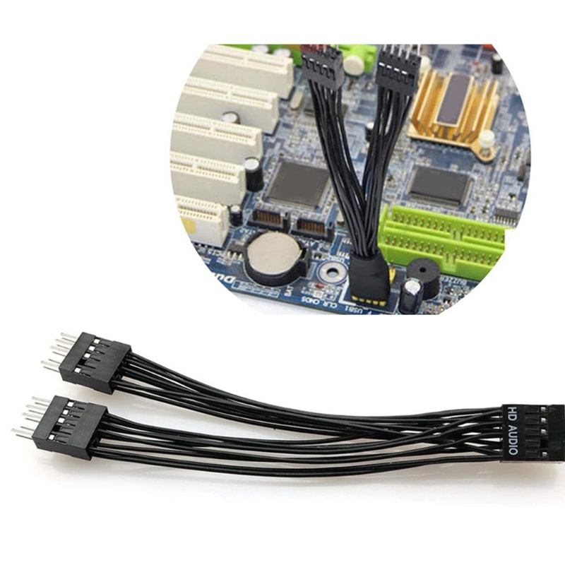 Gro 10cm / 0.39 &quot;9Pin Y Splitter Cable for Computer Motherboard Extension Cable Female to 2 Dual Male Wire