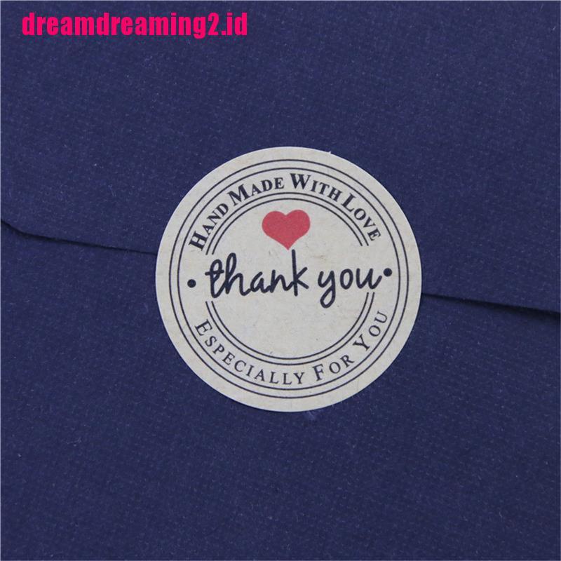 （✔✔❤12 / 60 / 120pcs / set Stiker Kertas Kraft Tulisan Thank You Handmade with Love 38mm Untuk Label Pernikahan