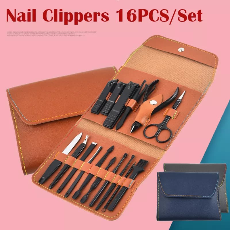 Manicure Set Pedicure 18in1 Peralatan Menicure Multifungsi  Stainless Stell Anti Karat Rose Gold Gunting Kuku Portable Tools Premium F631