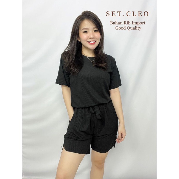 MDLV ~ Set Cleo HP Set Santai Polos Setelan Basic Fashion Wanita Fashion import