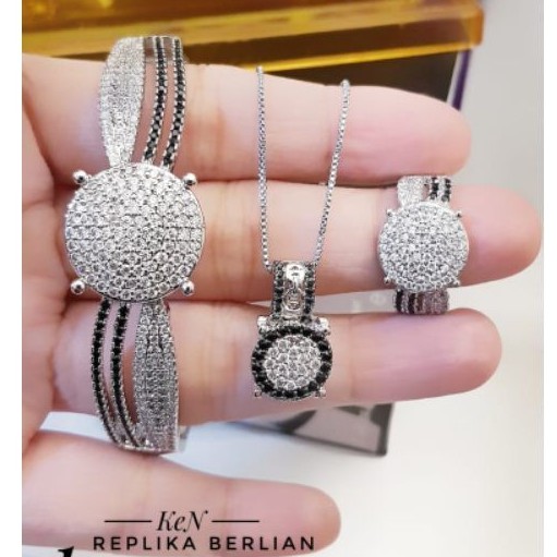 Perhiasan replika berlian set lapis emas 24k V256