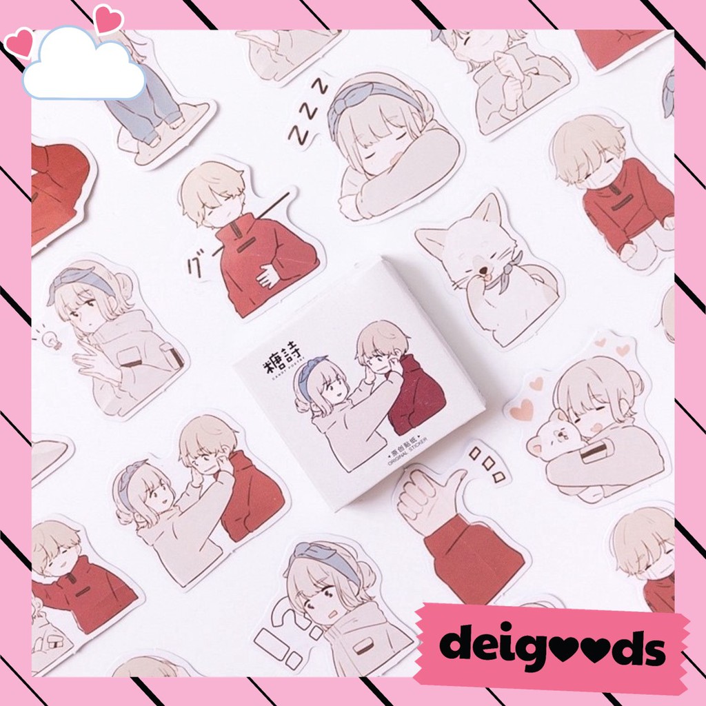 

DEIGOODS❤ 45 Pcs Deco Sticker Couple Kawaii / Stiker Lucu Dekorasi Scrapbook / Diary / Journal
