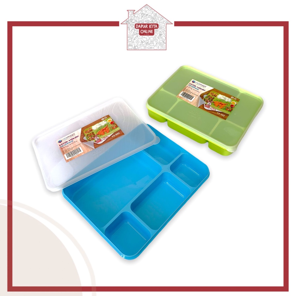 Kotak Makan Numan 22 cm 27 cm / Tempat Makan 3 Sekat / 5 Sekat / Kotak Bekal Makanan / Wadah Katerin